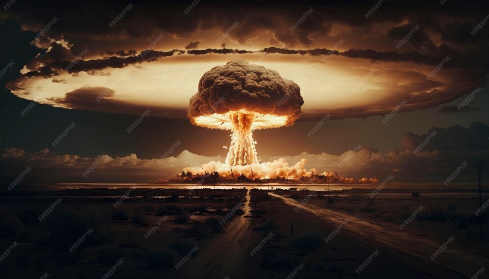 "Doomsday Map Reveals US States at Highest Risk in Nuclear World War 3." 3 nuclear world war tragic fearful doomsday scene dramaticgenerative ai 861549 2099